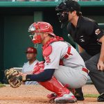 St. Louis Cardinals prospect and Memphis Redbirds catcher Andrew Knizner playing against the Missions at Wolff Stadium on Tuesday, April 9, 2019. - photo by Joe Alexander