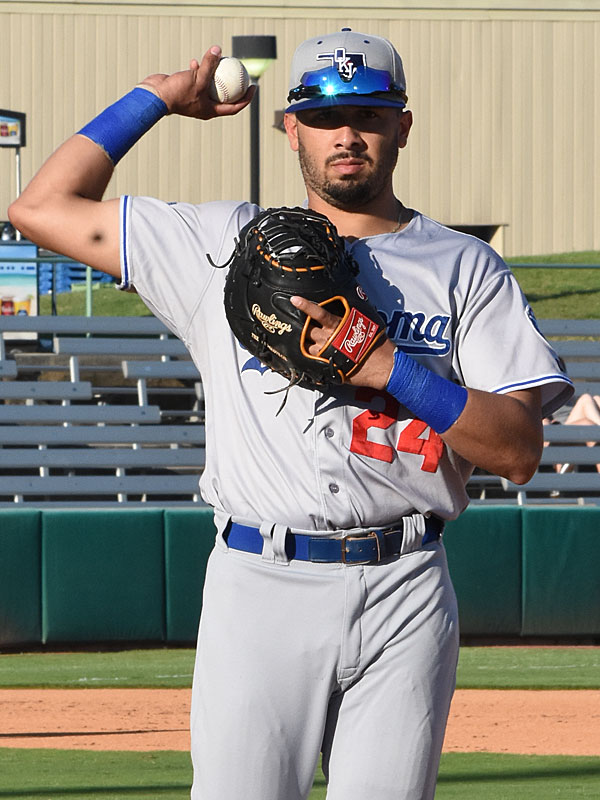 Oklahoma City Dodgers infielder Edwin Rios playing against the San Antonio Missions on Thursday at Wolff Stadium. - photo by Joe Alexander