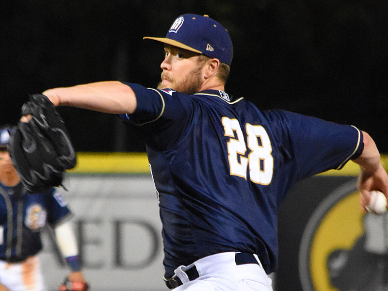 Milwaukee Brewers pitcher Jimmy Nelson in his third appearance this season with the San Antonio Missions on May 17 at Wolff Stadium. - photo by Joe Alexander