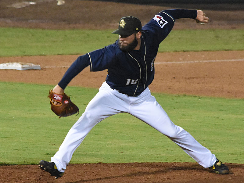 Missions reliever Donnie Hart came on in the ninth inning to get the save Saturday at Wolff Stadium. - photo by Joe Alexander