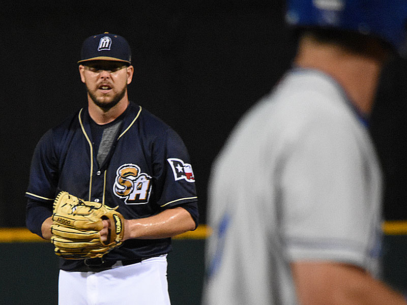 The San Antonio Missions' Aaron Wilkerson pitches against the Omaha Storm Chasers on Friday at Wolff Stadium. - photo by Joe Alexander