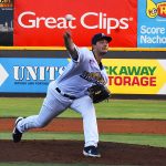 Burch Smith pitching on June 1 at Wolff Stadium in his last start with the San Antonio Missions before being called up by the Milwaukee Brewers. - photo by Joe Alexander