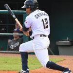 Missions outfielder Trent Grisham plays against the Round Rock Express in his first home series since joining San Antonio. - photo by Joe Alexander