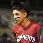 Former San Antonio Missions shortstop Mauricio Dubon playing for the Sacramento River Cats on Wednesday at Wolff Stadium in his first game after being traded. - photo by Joe Alexander