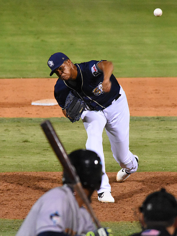 Angel Perdomo entered in the seventh inning and finished the game on the mound for the San Antonio Missions on Sunday at Wolff Stadium. - photo by Joe Alexander