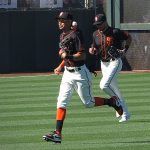 Mauricio Dubon playing for the San Francisco Giants during a spring training game Feb. 26 at Scottsdale Stadium in Arizona. - photo by Joe Alexander