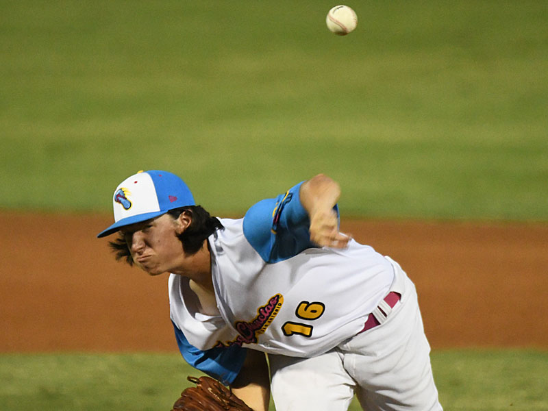 Tyler Flores of the Flying Chanclas pitching at Wolff Stadium. - photo by Joe Alexander