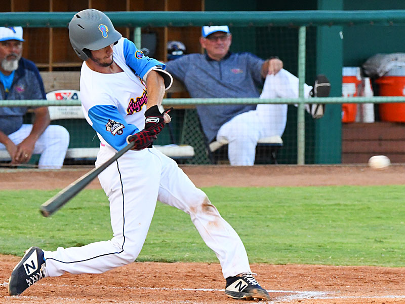 Eric Cervantes doubled and scored the Chanclas' first run of the game in the third inning. Cervantes came in on Jordan Thompson's sacrific fly. - photo by Joe Alexander