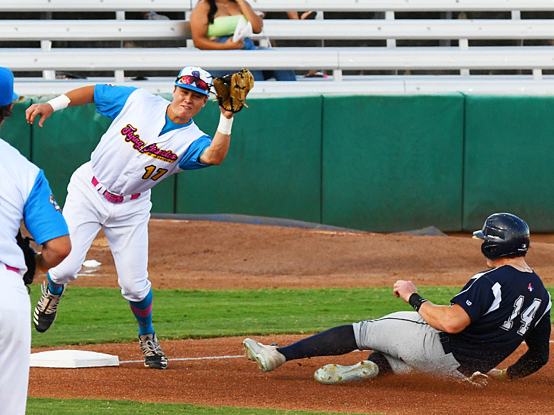 Grant Smith from Incarnate Word playing for the Flying Chanclas at Wolff Stadium. - photo by Joe Alexander