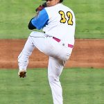 Zach DeLeon pitching for the Flying Chanclas at Wolff Stadium during the 2020 season. - photo by Joe Alexander