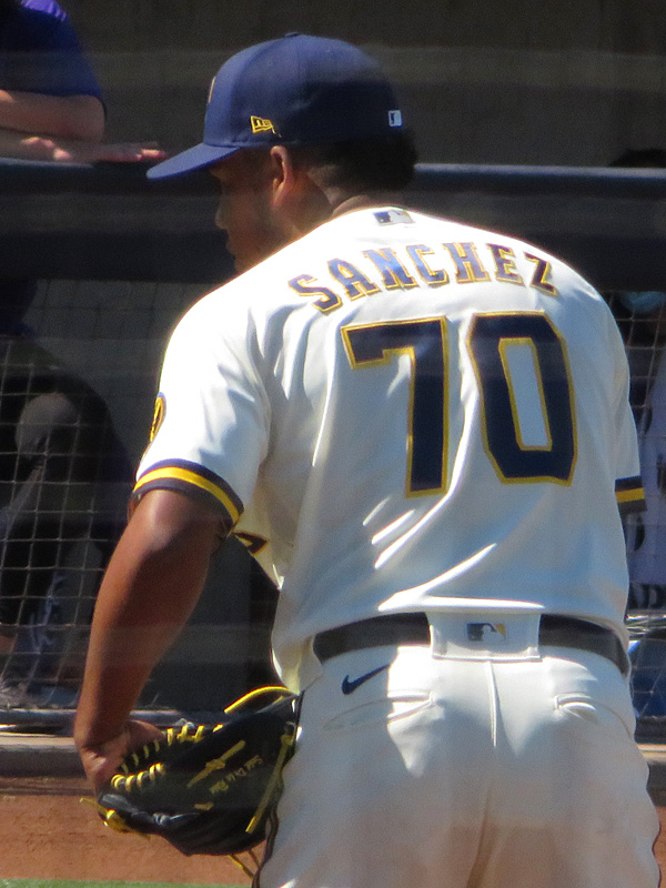 Miguel Sanchez of the 2019 San Antonio Missions pitching for the Milwaukee Brewers during 2021 spring training in Phoenix. - photo by Joe Alexander