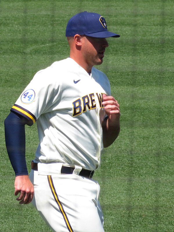 Travis Shaw playing for the Milwaukee Brewers during 2021 spring training in Phoenix. - photo by Joe Alexander