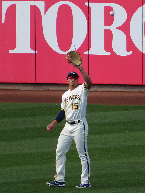 Former San Antonio Missions outfielder Tyrone Taylor playing for the Milwaukee Brewers in a 2021 spring training game in Arizona. - photo by Joe Alexander