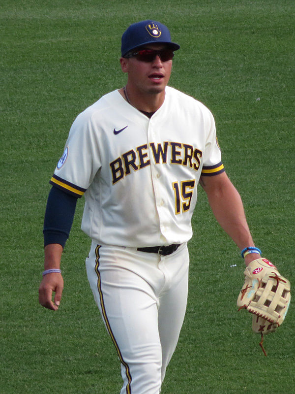 Former San Antonio Missions outfielder Tyrone Taylor playing for the Milwaukee Brewers in a 2021 spring training game in Arizona. - photo by Joe Alexander