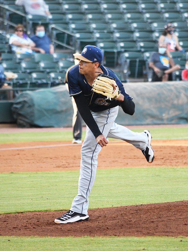 Adrian Martinez pitching for the San Antonio Missions against the Frisco RoughRiders on May 22, 2021. - photo by Joe Alexander