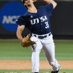 UTSA's Jay Ward pitching against Southern Miss on April 2, 2021, at Roadrunner Field. - photo by Joe Alexander