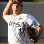 UTSA's Shane Anderson pitching against Old Dominion on May 7, 2021, at Roadrunner Field. - photo by Joe Alexander