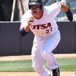 Dylan Rock playing for UTSA against Rice on April 24, 2021, at Roadrunner Field. - photo by Joe Alexander
