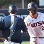 Griffin Paxton playing for UTSA against Rice on April 24, 2021, at Roadrunner Field. - photo by Joe Alexander