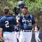 Griffin Paxton playing for UTSA against Rice on April 25, 2021, at Roadrunner Field. - photo by Joe Alexander