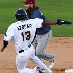 Jose Azocar of the San Antonio Missions playing against the Frisco RoughRiders on May 19, 2021, at Wolff Stadium. - photo by Joe Alexander