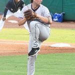 Alec Marsh of the Northwest Arkansas Naturals pitching against the San Antonio Missions at Wolff Stadium on Tuesday, June 15, 2021. He is one of the Kansas City Royals' top prospects. - photo by Joe Alexander