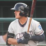 Nick Pratto of the Northwest Arkansas Naturals playing against the San Antonio Missions at Wolff Stadium on Tuesday, June 15, 2021. He is a first baseman and one of the Kansas City Royals' top prospects. - photo by Joe Alexander