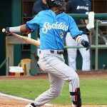 Geraldo Perdomo of the Amarillo Sod Poodles playing against the San Antonio Missions on Wednesday, July 7, 2021, at Wolff Stadium. He is the No. 3 prospect in the Arizona Diamondbacks organization. - photo by Joe Alexander