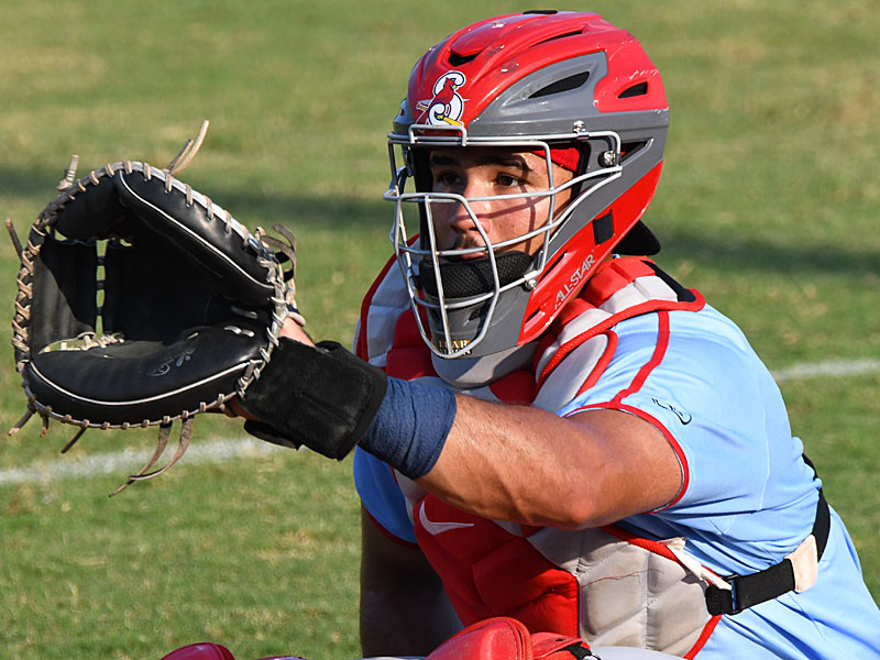 Ivan Herrera, a St. Louis Cardinals prospect and Springfield catcher, playing against the San Antonio Missions at Wolff Stadium on July 20, 2021. - photo by Joe Alexander