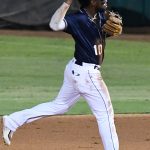 Olivier Basabe playing for the San Antonio Missions against the Corpus Christi Hooks on July 2, 2021, at Wolff Stadium. - photo by Joe Alexander