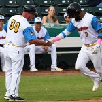Allen Cordoba hit a two-run homer in the bottom of the first inning for the San Antonio Missions' first runs of the game against the Amarillo Sod Poodles on Thursday at Wolff Stadium. - photo by Joe Alexander