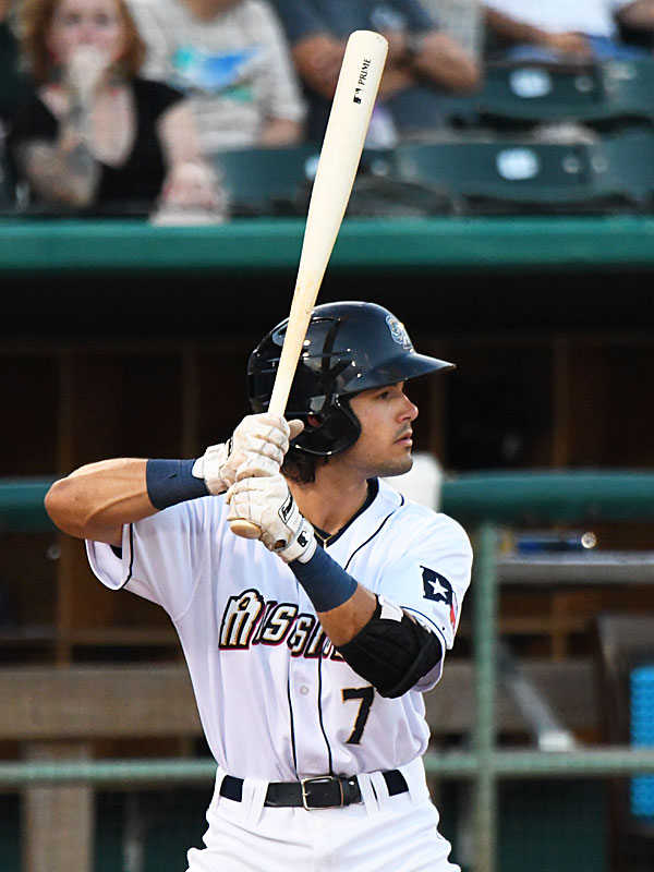 Ethan Skender had two hits including an RBI triple in his San Antonio Missions debut on Friday at Wolff Stadium. - photo by Joe Alexander