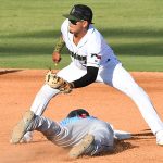 San Antonio Missions second baseman Kelvin Melean tags out a Corpus Christi Hooks runner trying to steal Sunday at Wolff Stadium. - photo by Joe Alexander