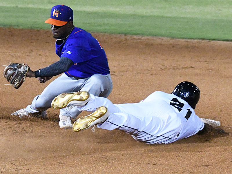 The San Antonio Missions Dwanya Williams-Sutton steals second base on Wednesday at Wolff Stadium. - photo by Joe Alexander