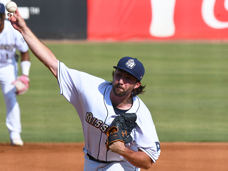 San Antonio Missions starting pitcher Brandon Komar pitched five scoreless innings to get the win in Wednesday's first game at Wolff Stadium. - photo by Joe Alexander