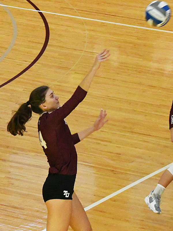 Brette Thornton. Trinity volleyball beat Austin College 3-0 (25-15, 25-9, 25-17) on Friday, Oct. 21, 2022, at Trinity's Bell Center. - photo by Joe Alexander