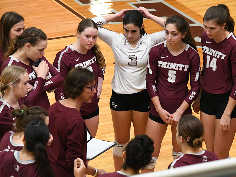 Trinity volleyball coach Julie Jenkins. Trinity volleyball beat Austin College 3-0 (25-15, 25-9, 25-17) on Friday, Oct. 21, 2022, at Trinity's Bell Center.
