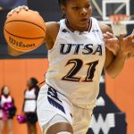 Deborah Nwakamma of UTSA women's basketball playing against Middle Tennessee on Feb. 4, 2023, at the Convocation Center. - photo by Joe Alexander