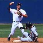 Leyton Barry turns a double play against Utah on Sunday, March 5, 2023 at Roadrunner Field. - photo by Joe Alexander