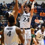 Jacob Germany on Senior Night as UTSA beat Charlotte 78-73 in Conference USA men's basketball on Thursday, March 2, 2023, at the Convocation Center. - Photo by Joe Alexander