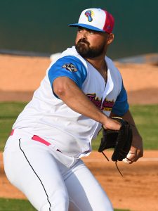 Brian Gonzalez of the San Antonio Missions and San Diego Padres organization pitching against Monclova of the Mexican league in an exhibition game on Saturday, May 1, 2023, at Wolff Stadium. - photo by Joe Alexander