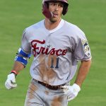 Texas Rangers top prospect Evan Carter hits his first of two home runs against the San Antonio Missions on Wednesday, April 12, 2023, at Wolff Stadium. - photo by Joe Alexander