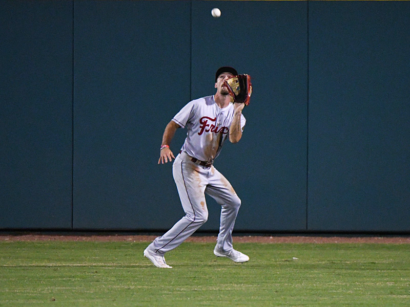 Texas Rangers top prospect Evan Carter chases down a fly ball in center field against the San Antonio Missions on Wednesday, April 12, 2023, at Wolff Stadium. - photo by Joe Alexander