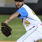 Jose Espada of the San Antonio Missions and San Diego Padres organization pitching against Monclova of the Mexican league in an exhibition game on Saturday, May 1, 2023, at Wolff Stadium. - photo by Joe Alexander