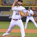 San Antonio Missions relief pitcher Justin Lopez in Missions' 4-0 victory over the Frisco RoughRiders on Tuesday, April 11, 2023, at Wolff Stadium. - photo by Joe Alexander
