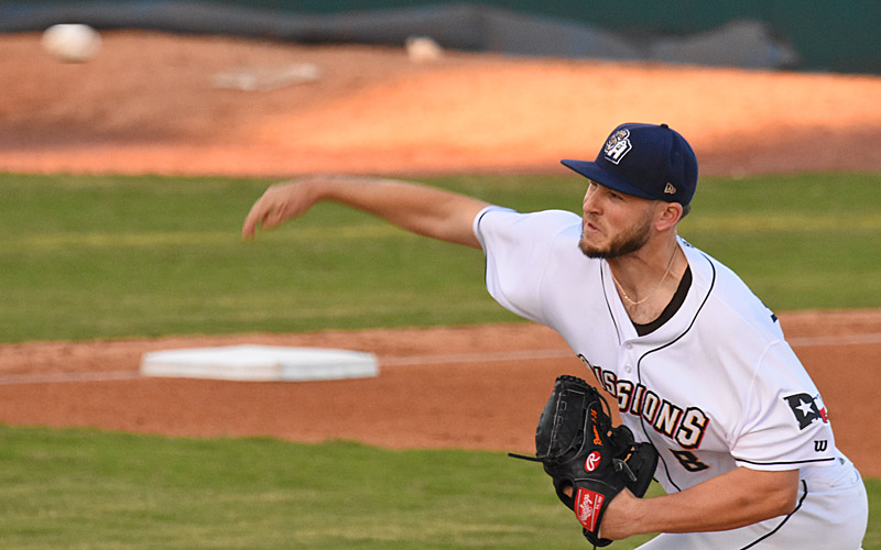Nolan Watson was the starting pitcher in the San Antonio Missions' 4-0 victory over the Frisco RoughRiders on Tuesday, April 11, 2023, at Wolff Stadium. - photo by Joe Alexander