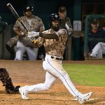Daniel Johnson scored the Missions' only run on Wednesday. The San Antonio Missions lost to the Frisco RoughRiders 7-1 on Wednesday, April 12, 2023, at Wolff Stadium. - photo by Joe Alexander