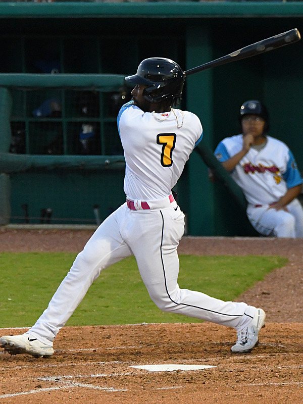 Daniel Johnson hit a two-run homer in the third inning. The San Antonio Missions beat the Northwest Arkansas Naturals 5-1 on Thursday, April 27, 2023, at Wolff Stadium. - photo by Joe Alexander