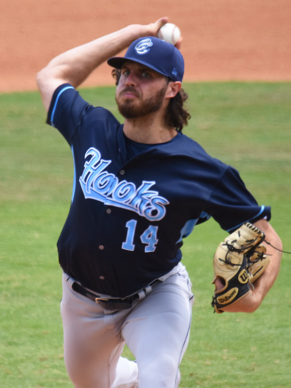Hooks starter Spencer Arrighetti pitched seven innings and got the win. The Corpus Christi Hooks beat the San Antonio Missions 1-0 on Sunday, May 14, 2023, at Wolff Stadium. - photo by Joe Alexander