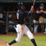 Korry Howell led off the bottom of the ninth inning with a single and scored the run that tied the game 3-3. The San Antonio Missions beat the Amarillo Sod Poodles 4-3 on Wednesday, April 24, 2023, at Wolff Stadium. - photo by Joe Alexander